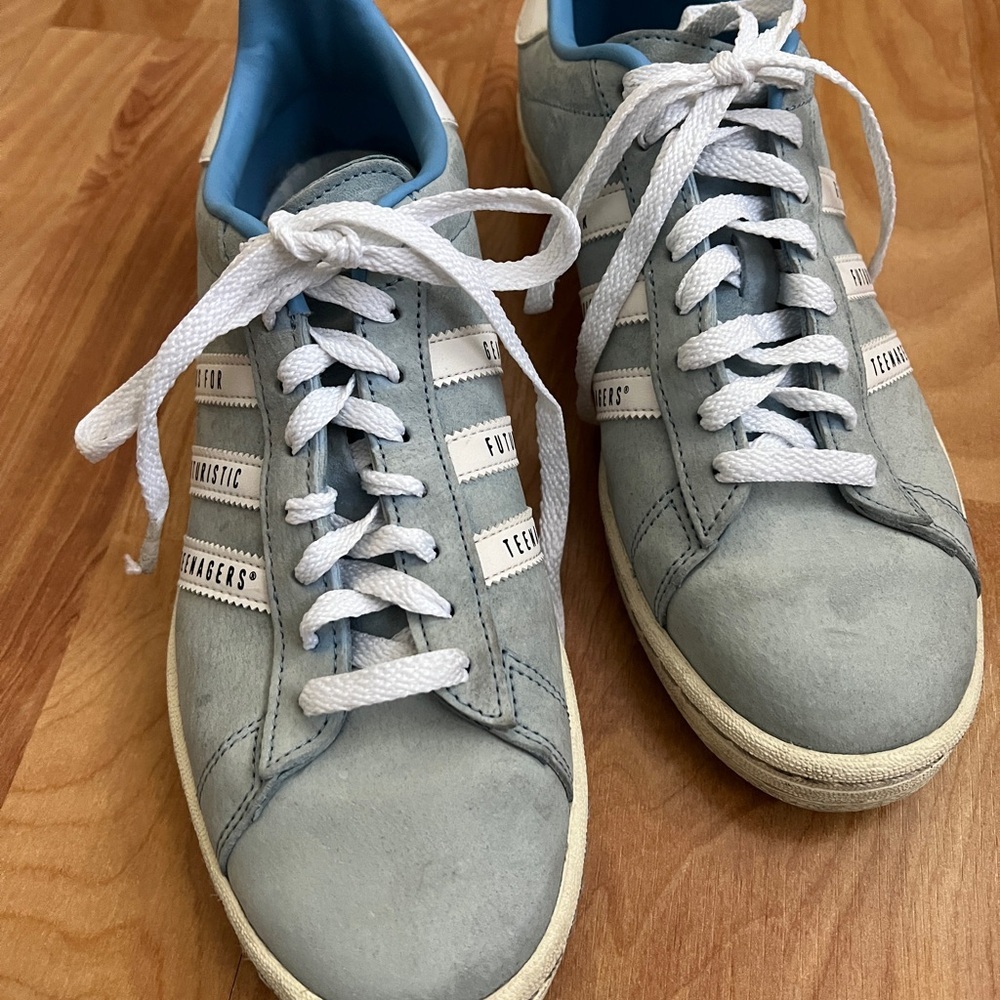 EUC Adidas X Human Made Campus Men's Sneakers in Light Blue & White sz 9